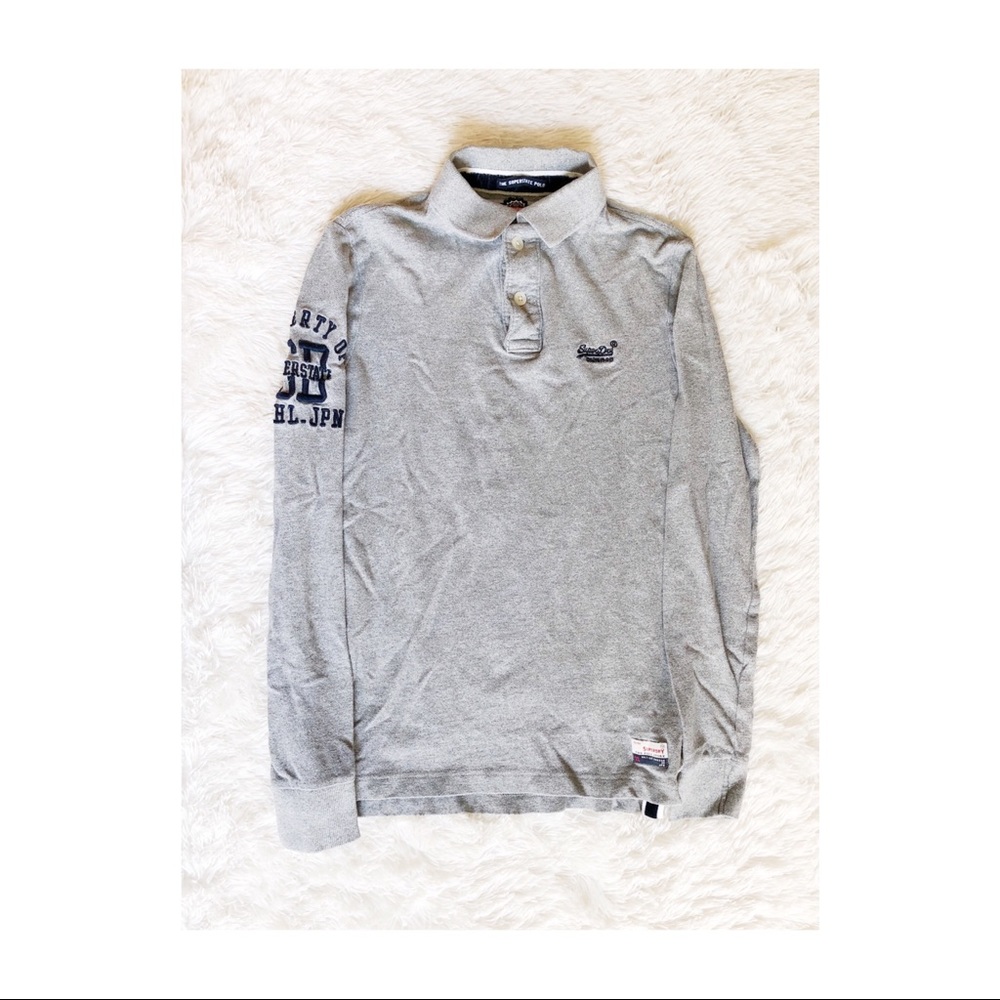 Superdry Gray Button Down Long Sleeve Sweater Szm - image 5